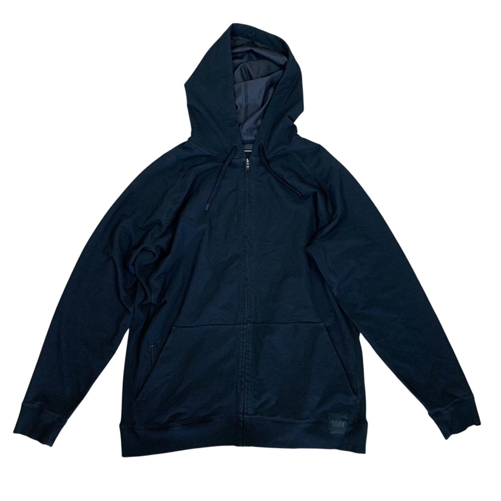 Saxx Down Time Full Zip Hoodie Black Athleisure Lounge Streetwear XXL